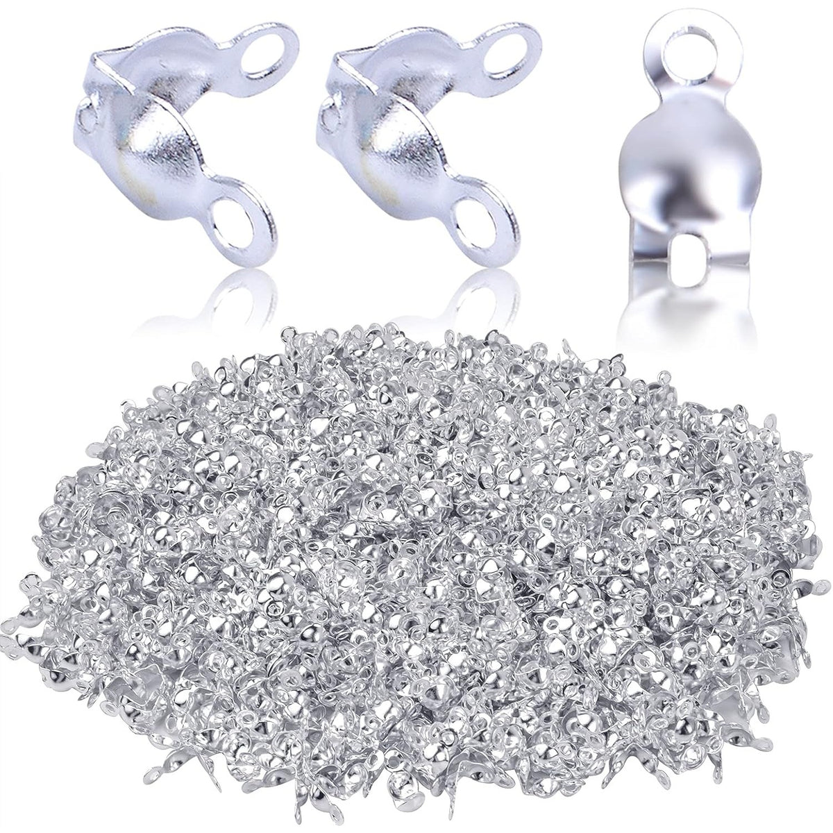 1000pcs Silver Metal Open Bead Tips Knot Covers Terminators Clamp End Cord Ends for DIY Jewelry Making Accessory