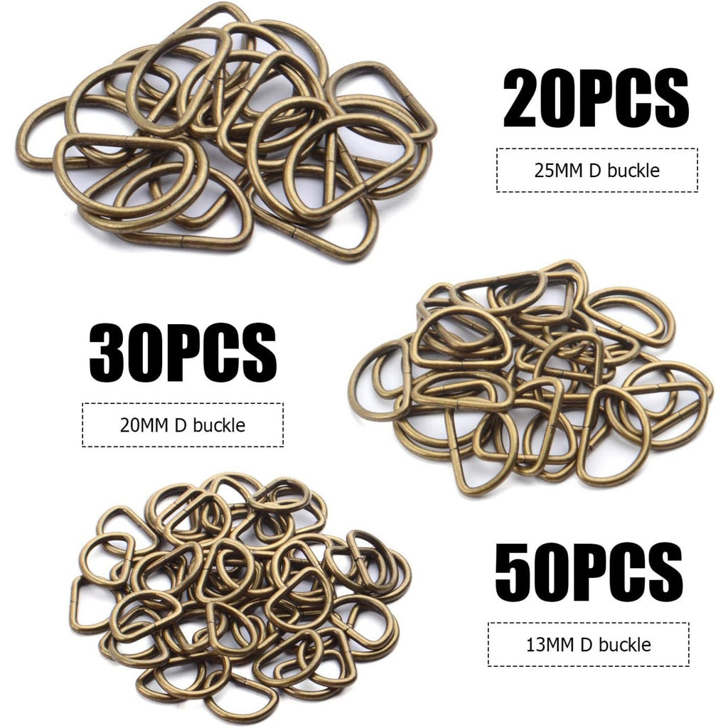 100pcs Multi-Purpose Metal D Rings Semi-Circular D Rings Hardware DIY Accessories for Bags Pet Collars Chain Bags,1/2inch,3/4inch and 1 inch