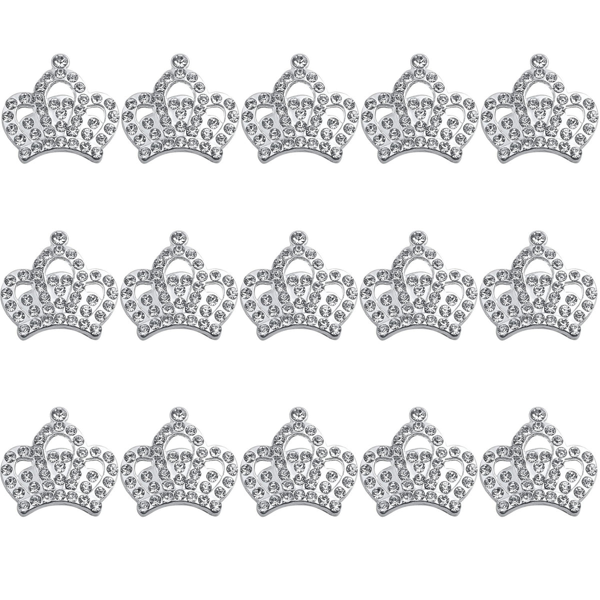 15pcs 3 Styles Flatback Rhinestone Pearl Crown Embellishments Mini Crown Charm Ornaments for Jewelry Making DIY Crafts Phone Back Shell Wedding Present Decor, 2 Colors