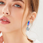 20pcs Stainless Steel Irregular Shapes Stud Earrings Mixed Round Oval Rhombus Heart Earring Posts with Hole and 20pcs Clear Earring Backs for DIY Jewelry Making Supplies, Rainbow Color