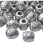 100pcs Antique Silver Barrel Spacer Beads Alloy Tibetan Spacers Drum Beads Loose Beads Charm Beads Crafts Supplies for Jewelry DIY Bracelet Necklace Making