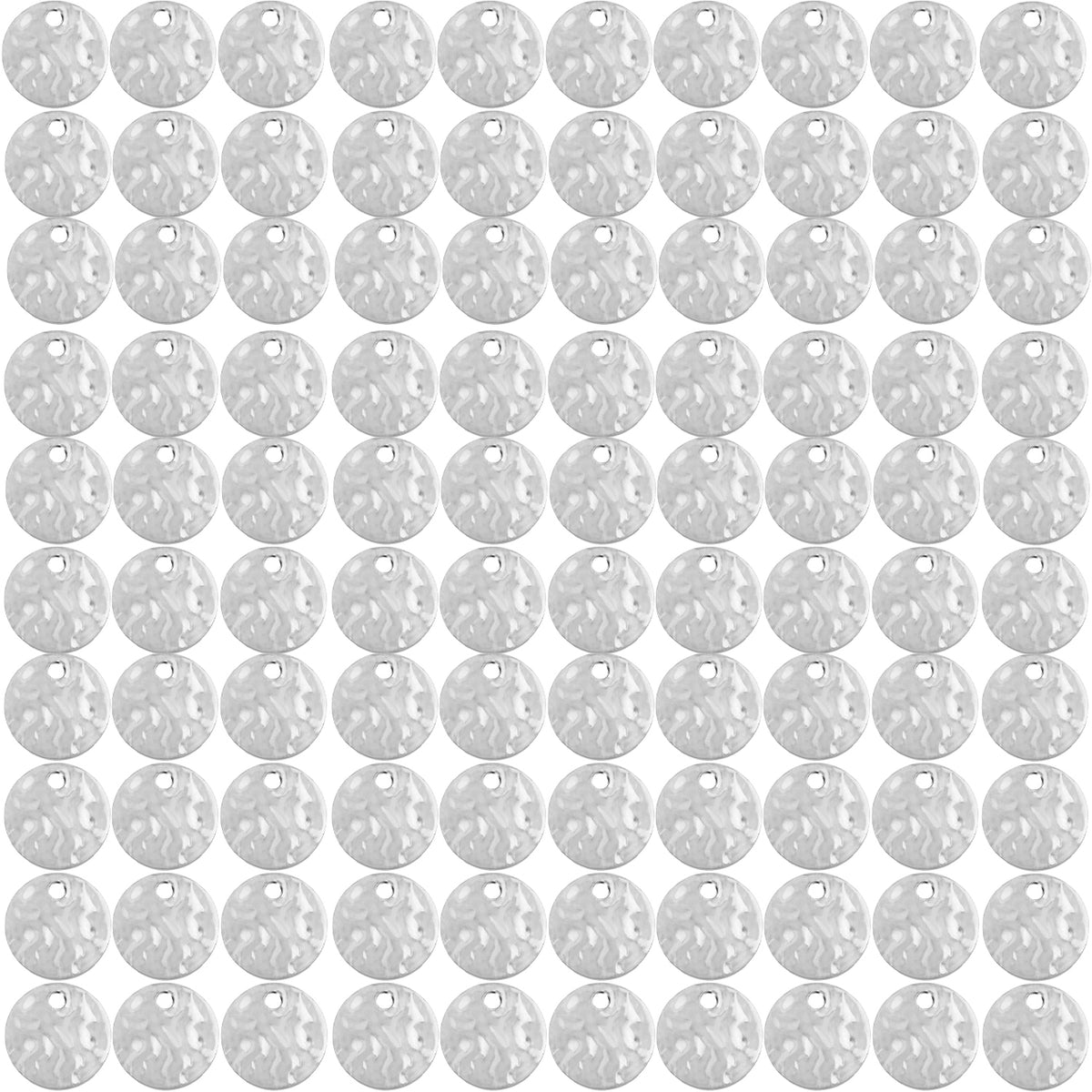 100pcs 10 mm Stainless Steel Flat Round Coin Charms Blank Stamping Tag Pendants Discs with Wavy Textured Pattern for Bracelet Earrings Jewelry Making Christmas Gift, 2 Colors