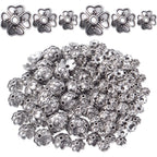 Spacer Beads Caps, 200pcs Antique Silver Flower Bead Caps Alloy Bead End Caps Flower Spacers Beads Craft Supplies for Jewelry DIY Earrings Bracelet Making Accessories, 3 Sizes