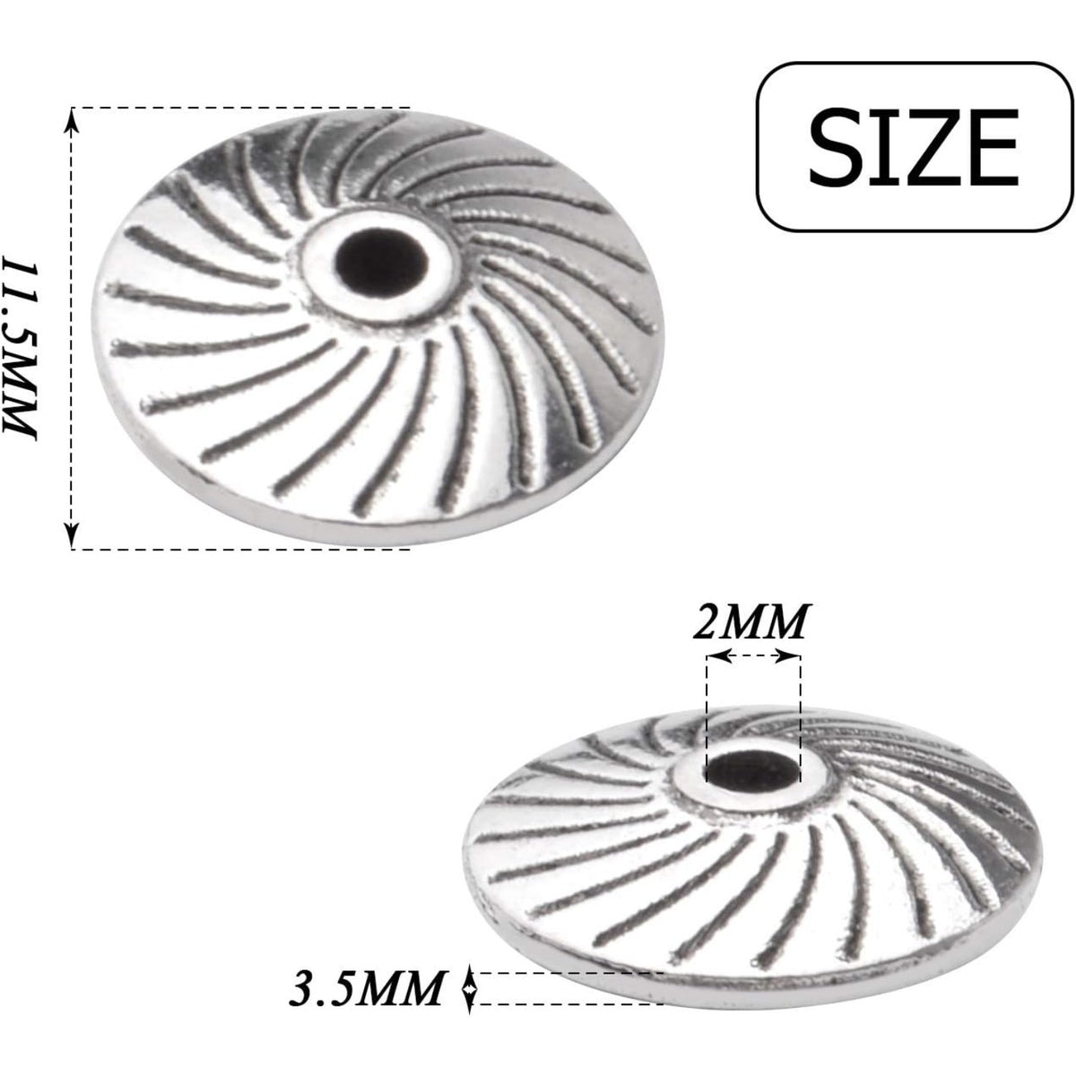 50pcs Antique Silver Gear Spacer Bead Alloy Tibetan European Spacers Round Beads Jewelry Bead Charms with A Box for DIY Bracelets Jewelry Making,11.5×3.5×2mm