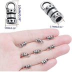100pcs Antique Silver Cord End Caps Tibetan Alloy Leather Tassel Caps Barrel Leather Cord Link Buckle Tips Glue-in End Caps Accessories for DIY Bracelet Necklace Jewelry Making