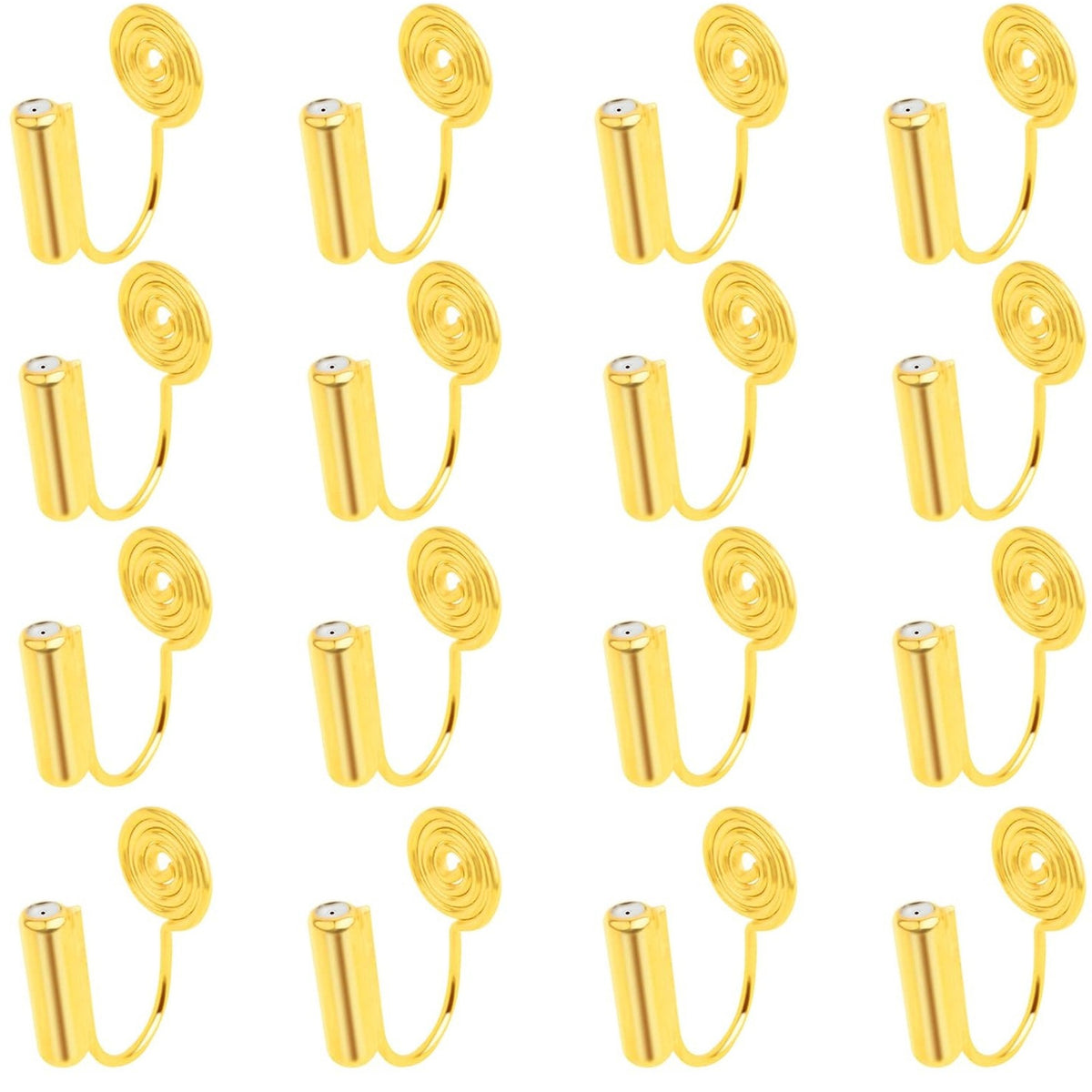 16pcs Mosquito Incense Shape Earring Clips with Post Brass Clip-on Earring Converters Components and 16pcs Painless Earring Pads for Non-Pierced Ears DIY Jewelry Making, 4 Colors