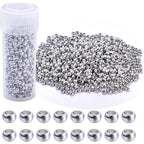 1000pcs 2mm Round Crimp Beads Stainless Steel Loose Spacer Stoppers Beads Ends Caps and 1pcs Plastic Box for Jewelry Making Bracelets Necklace, Hole : 1.6mm