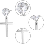 12pcs Hypoallergenic Cubic Zirconia Cross Stud Earrings Stainless Steel Dangle Earrings Rhinestone Cross Drop Charms Hoop Earrings for Women Men Earrings Making, 2 Colors