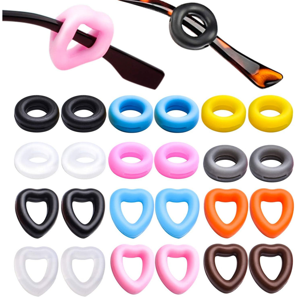Glasses Ear Grips, 12 Pairs Eyeglass Ear Grips Anti-slip Ear Holder Silicone Soft Glasses Ear Hooks for Reading Sport Spectacle Sunglasses Glasses, Pink, White, Blue, Black, Orange, Brown