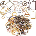 100G(50~70Piece) Open Bezel Pendants Charms Resin Molds Open Back Bezel Charms Blanks Frame Pendant Hollow Bezel Charms for Earrings Necklace Bracelet DIY Crafts Making Supplies
