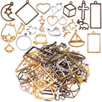 100G(50~70Piece) Open Bezel Pendants Charms Resin Molds Open Back Bezel Charms Blanks Frame Pendant Hollow Bezel Charms for Earrings Necklace Bracelet DIY Crafts Making Supplies