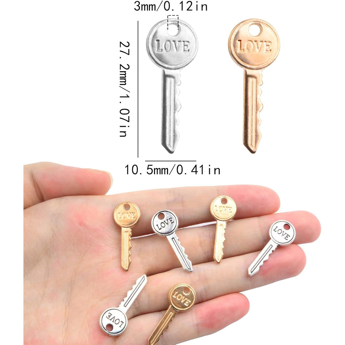60 Pieces Vintage Key Pendant Charms Mini Alloy Key Pendants Craft Supplies for DIY Bracelet Necklace Keychains Jewelry Making Party Decoration, 2 Colors