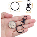 30pcs Swivel Trigger Snap Hooks Metal Keychain Clip Hooks Lobster Claw Clasps with 30pcs Key Rings for Keychains Lanyard Purse Handbag Craft Projects Decor, Black