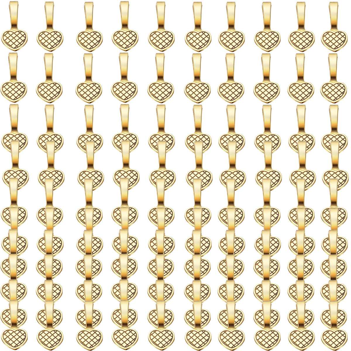 100pcs Alloy Heart Bails Pendants Glue on Heart Shape Bails Jewelry Bails Earring Charms Pendants for DIY Earrings Glass Tiles Jewelry Making Crafting, 19×9×8.5mm