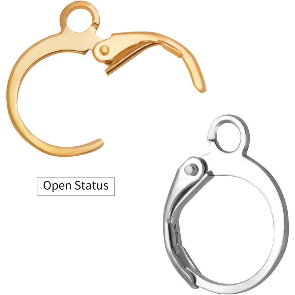 Hypoallergenic Earring Hooks, 120 Pieces Brass Lever Back Earring Round French Hook Ear Wire with Open Loop for Earring Designs Jewelry Making - 4 Colors