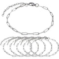 6pcs Adjustable Paperclip Link Chain Bracelets Stainless Steel Paper Clips Necklace Bracelet with Lobster Clasps for Women Jewelry Birthday Christmas Party Gifts