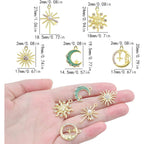 20pcs KC Golden Plated Enamel Crescent Moon Star Charms with Rhinestone Alloy Crystal Celestial Moon Dangle Pendants for DIY Necklaces Earrings Jewelry Making Decor, 5 Styles
