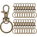 Bronze Lobster Claw Clasp Keychain,30 Pieces Swivel Clasps and 30 Pieces Keychain Rings for Craft Project Making