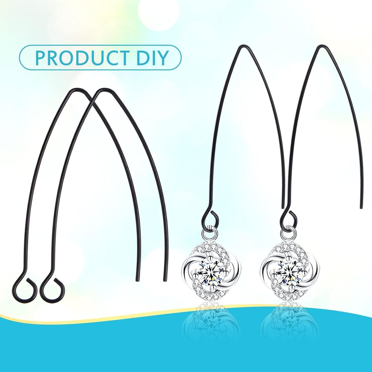40pcs Stainless Steel V-shaped Earring Hooks Hypoallergenic Ear Wire Hooks with Loop and 40pcs Clear Bullet Earring Backs for DIY Jewelry Making Findings Decor, Black