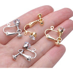12pcs Clip on Earrings Converters Non-Pierced Crystal Earring Clips with Adjustable Screw for Jewelry Making,Gold and Silver