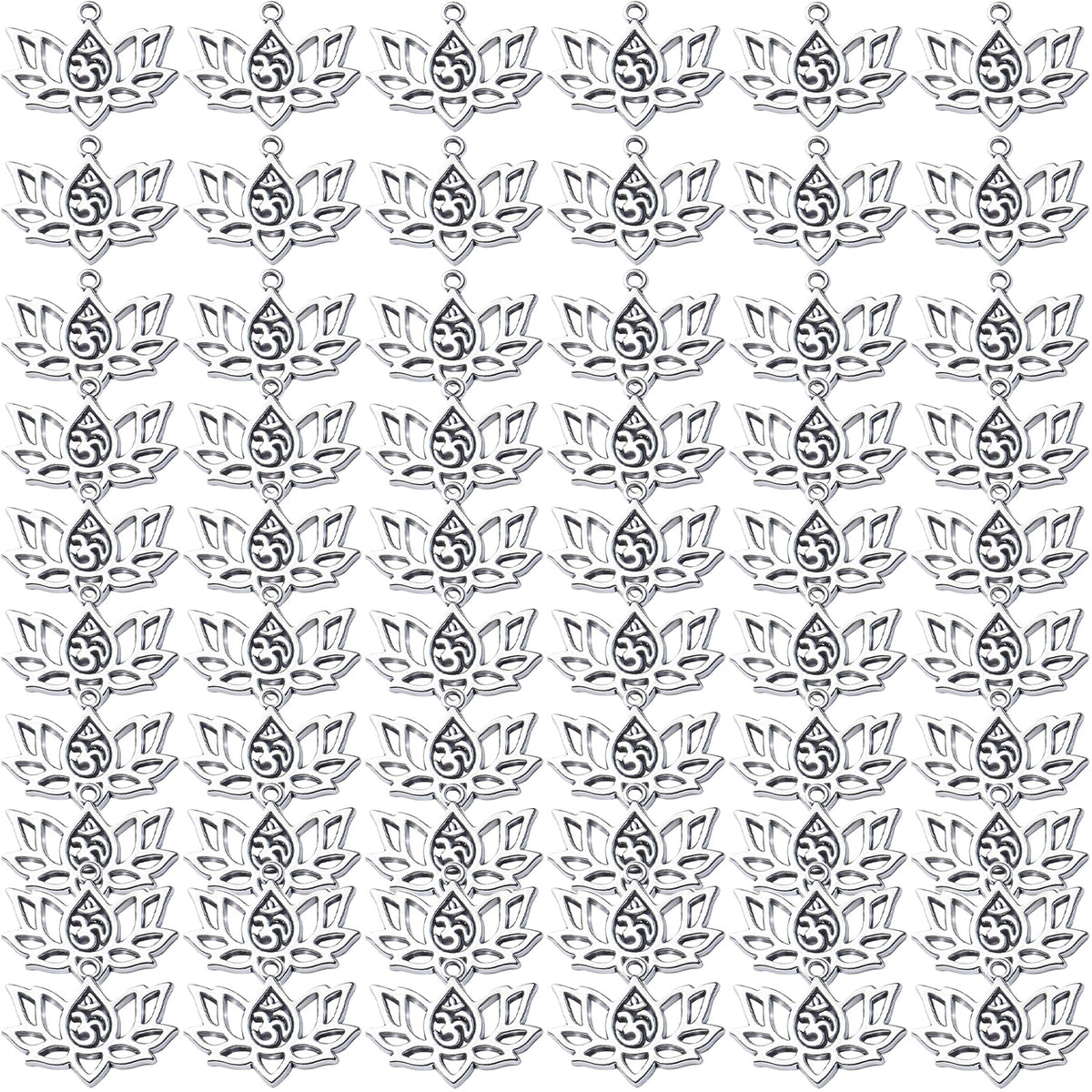 60pcs Lotus Charm Pendants Alloy Lotus Flower Beads Charms Flower Charms Crafts Supplies for DIY Necklace Earrings Jewelry Making Findings Accessory
