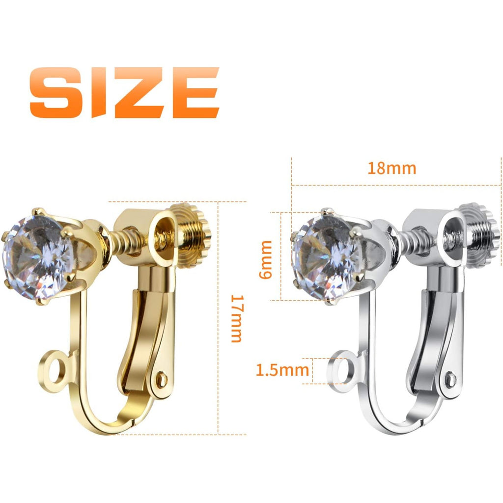12pcs Clip on Earrings Converters Non-Pierced Crystal Earring Clips with Adjustable Screw for Jewelry Making,Gold and Silver