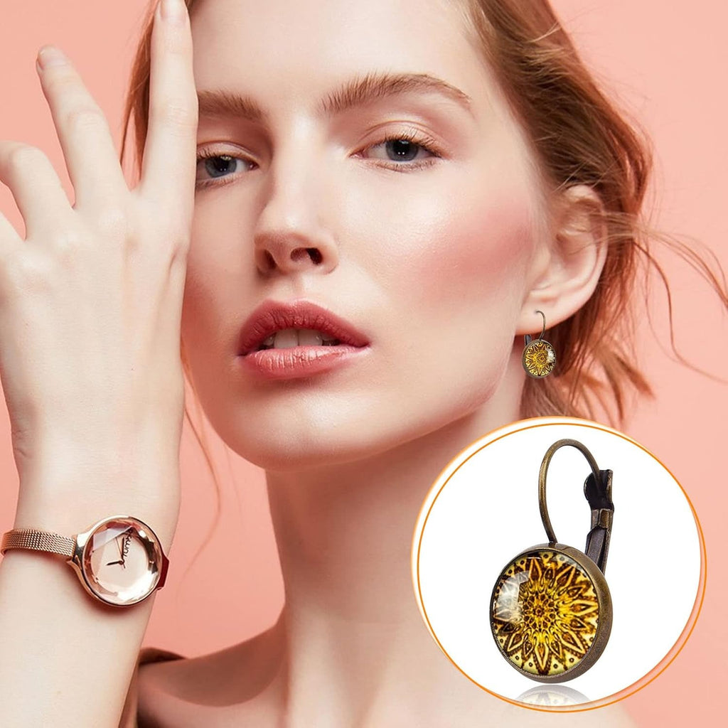 Hook Earring Cabochon Settings, 20 Pieces Lever Back Hook Earrings with Flat Round Tray Blank Cabochon Setting Ear Wires for Earring Designs(12 mm)