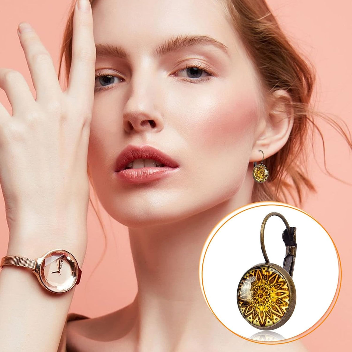 Hook Earring Cabochon Settings, 20 Pieces Lever Back Hook Earrings with Flat Round Tray Blank Cabochon Setting Ear Wires for Earring Designs(12 mm)