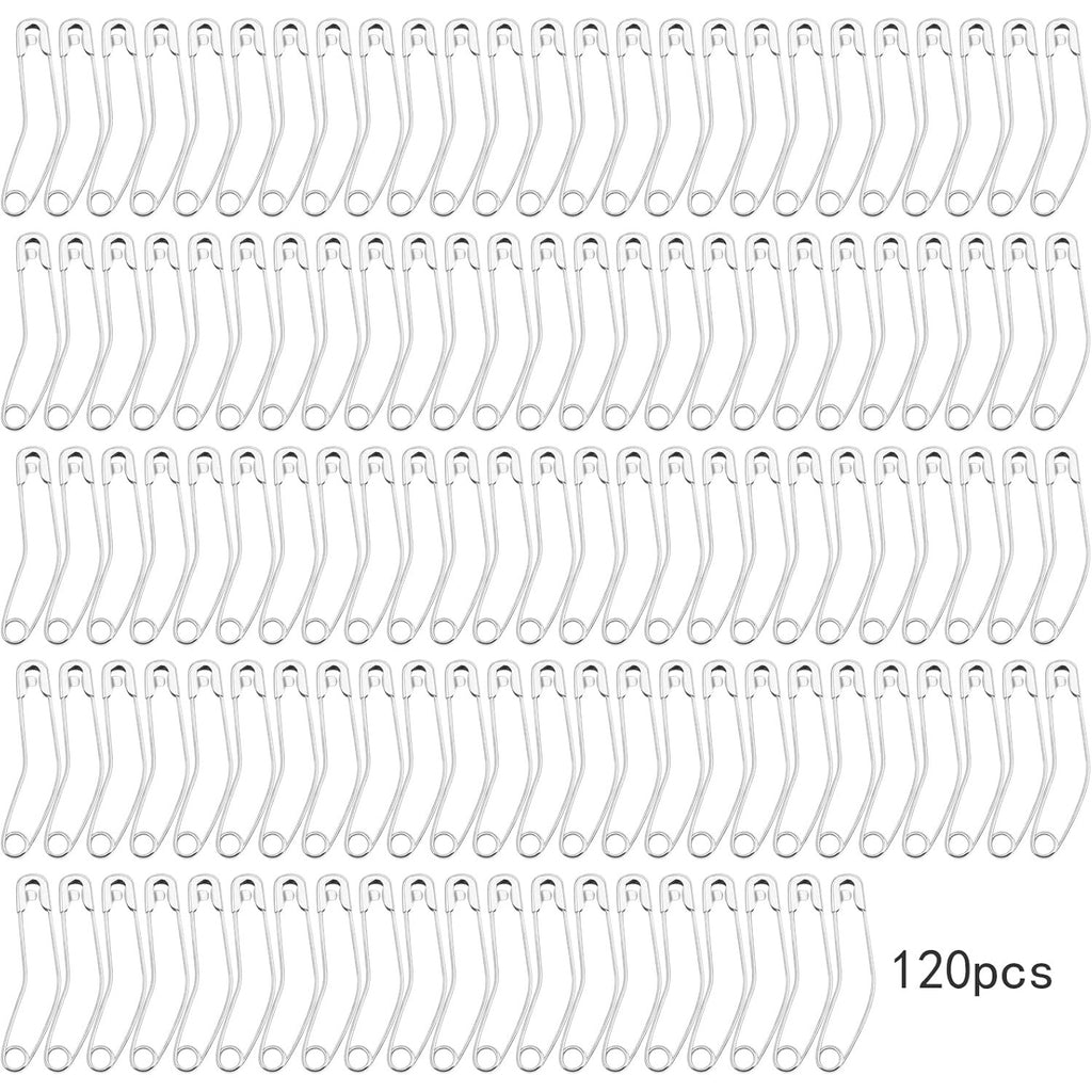 120pcs 55.5 mm Silver Curved Safety Pins Metal Bent Safety Pins Rust-Resistant Basting Pins Handmade Sewing Accessories for Clothes Quilting Knitting Crafts Home Office Uses
