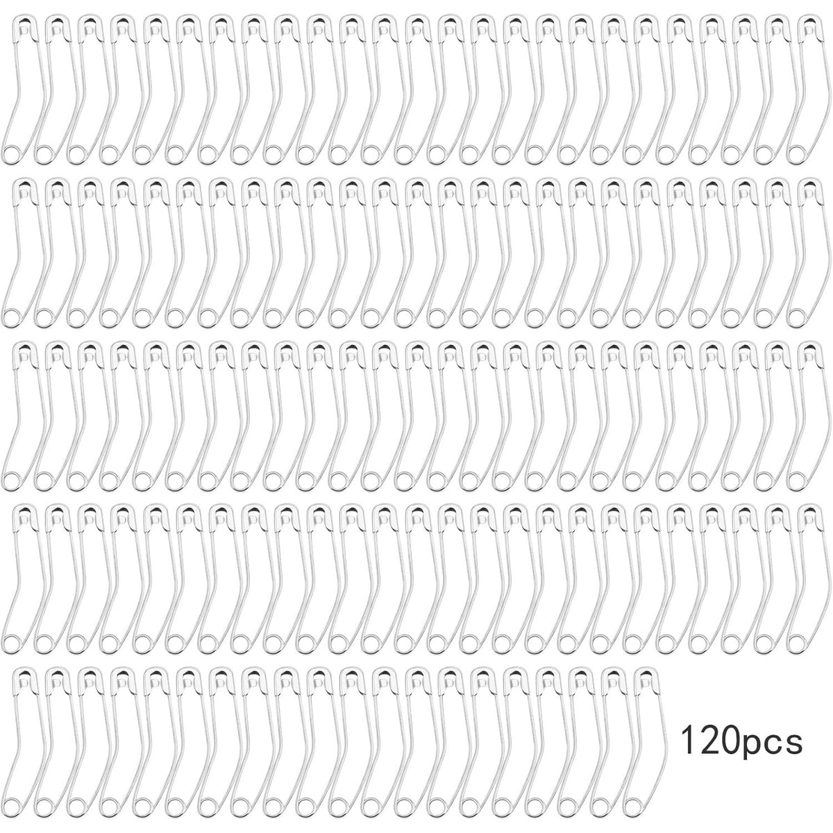 120pcs 55.5 mm Silver Curved Safety Pins Metal Bent Safety Pins Rust-Resistant Basting Pins Handmade Sewing Accessories for Clothes Quilting Knitting Crafts Home Office Uses