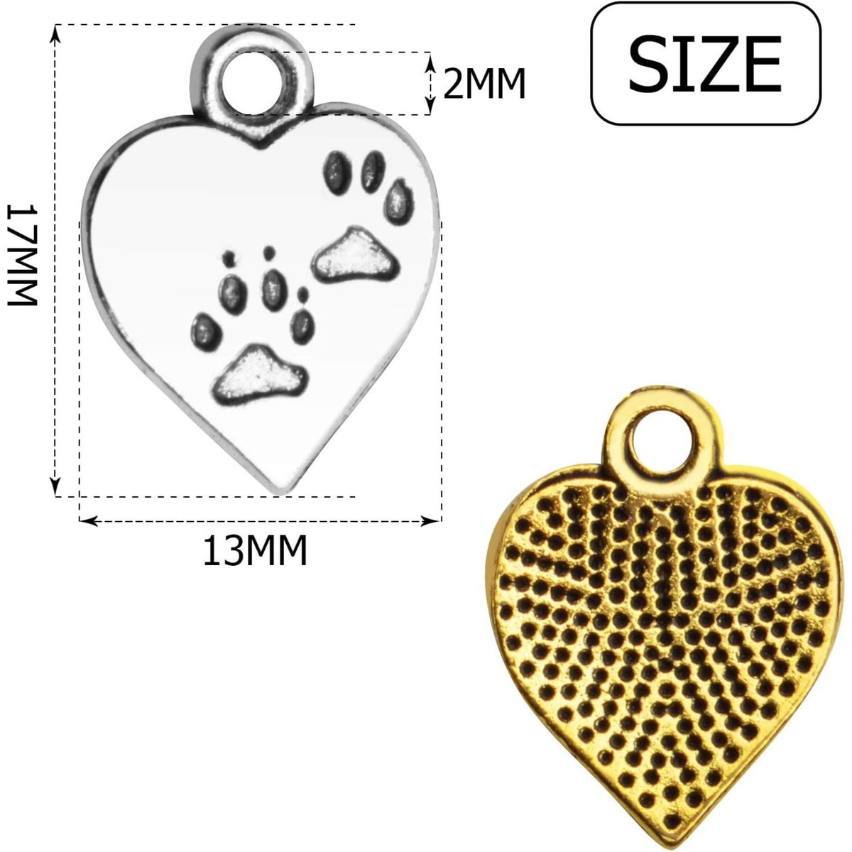 50pcs 17mm Alloy Heart Shape Charm Love Charms Tibetan Dangle Heart Charms Jewelry Charms Pendants for Bracelet Earring Necklace Jewelry Making Accessories