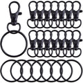 30pcs Swivel Trigger Snap Hooks Metal Keychain Clip Hooks Lobster Claw Clasps with 30pcs Key Rings for Keychains Lanyard Purse Handbag Craft Projects Decor, Black