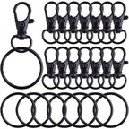 30pcs Swivel Trigger Snap Hooks Metal Keychain Clip Hooks Lobster Claw Clasps with 30pcs Key Rings for Keychains Lanyard Purse Handbag Craft Projects Decor, Black
