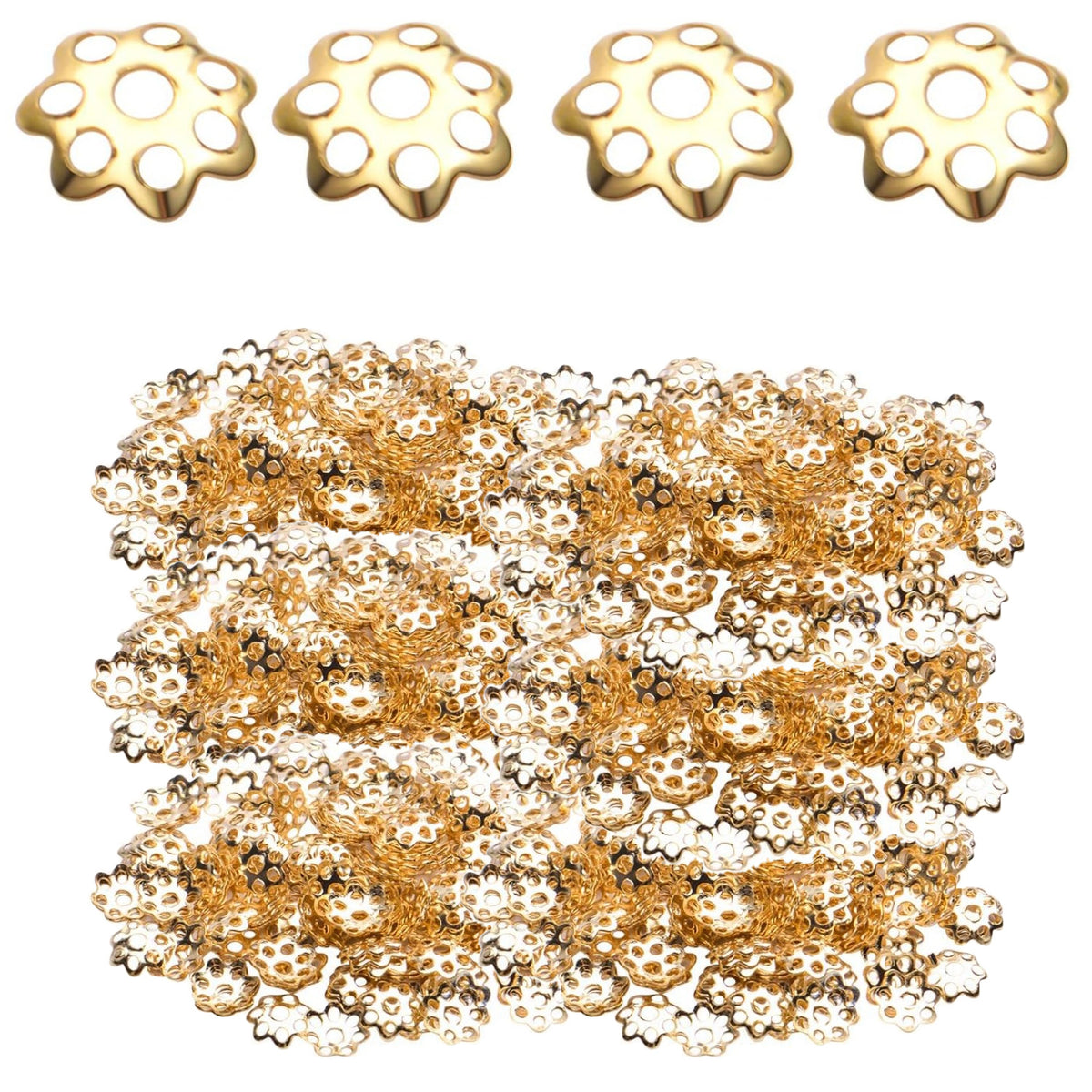 Flower Bead Caps, 800Pcs Filigree Flower Beads Caps Alloy Spacers Beads for DIY Jewelry Making Bracelet Necklace Earrings