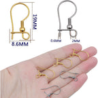 50pcs Stainless Steel Earring Fish Hooks Hypo-allergenic Closable Openable Ear Wires Hooks Anti-Drop Earring Connector Findings for DIY Jewelry Making Supplies, 2 Colors