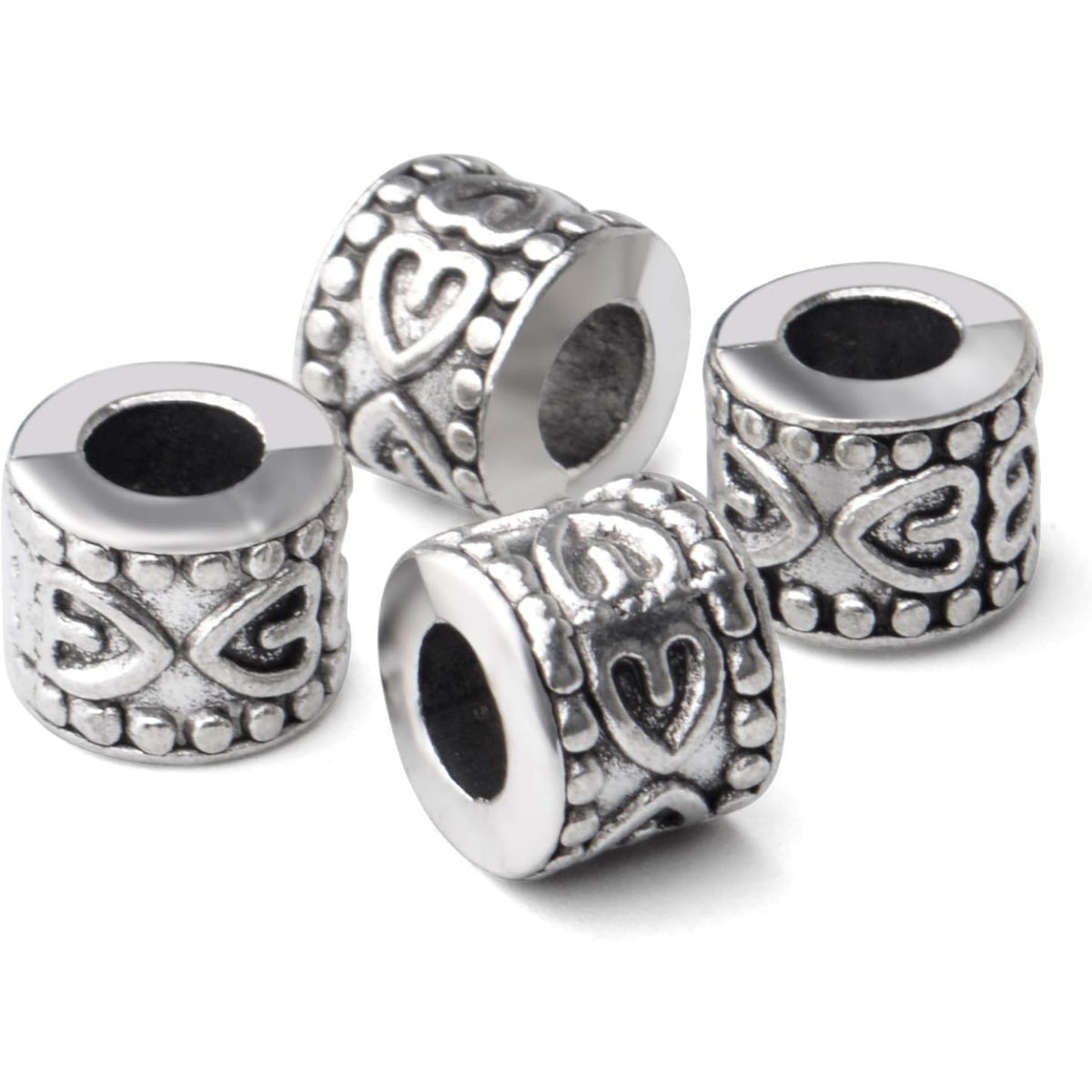 50pcs Antique Silver Large Hole Spacers Beads Tibetan Spacer Alloy Tube Bead Spacers Jewelry Spacer Charms for DIY Jewelry Making Crafts Supplies