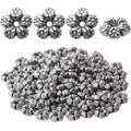 100pcs Antique Silver Flower Spacer Beads Tibetan Alloy Flower Bead Spacer Charm Beads for DIY Bracelet Necklace Jewelry Crafts Making Supplies