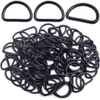 100pcs Heavy Duty Semi-Circular D Rings Multi-functional Half Round D-shaped Rings Buckle DIY Accessories for Hardware Bags Backpack Belt Clothing Sewing, Black