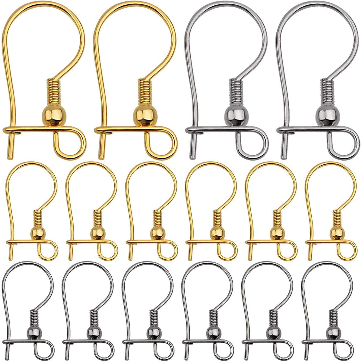 50pcs Stainless Steel Earring Fish Hooks Hypo-allergenic Closable Openable Ear Wires Hooks Anti-Drop Earring Connector Findings for DIY Jewelry Making Supplies, 2 Colors
