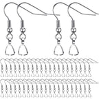 Hypoallergenic Stainless Steel French Earring Hooks - 50pcs Wire Ear Ball Hooks With Pendant Clasp for Jewelry Making Crafts DIY, Silver