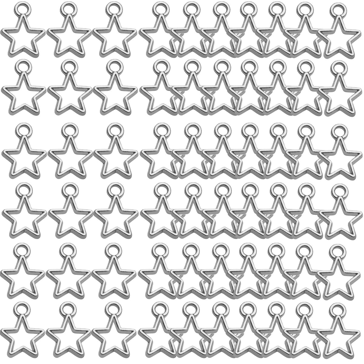 60pcs Mini Star Shaped Charms European Style Charm Hollow Star Charm Jewelry Charms Pendants for DIY Necklaces Bracelets Jewelry Accessories, 6 colors