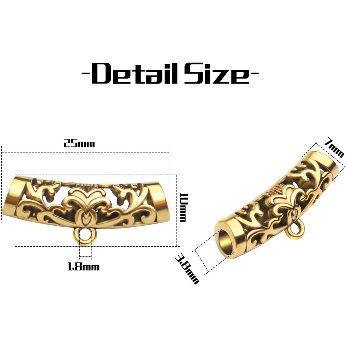 Tibetan Bail Connector,50pcs Antique Golden Tube Bail Beads Alloy Hanger Links Long Hollow Spacer Beads with Loop for Bracelet Necklace DIY Jewelry Making,10x7x25mm