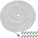 1pcs 4.5mm Beaded Pull Chain Extension with Connector,4m Beaded Roller Chain with 20pcs Matching Connectors,Silver