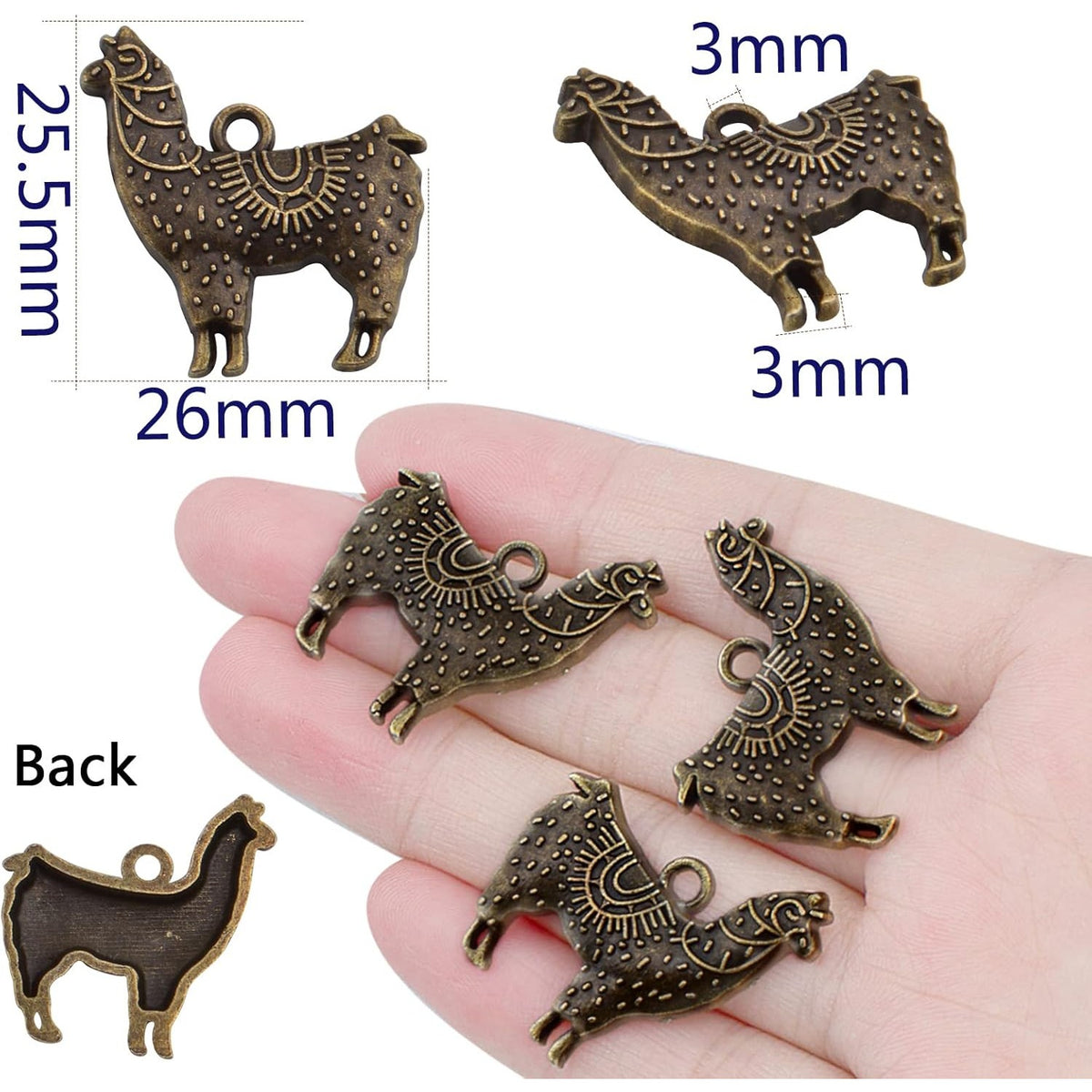 50pcs Antique Silver Alpaca Charms Llama Pendants Tibetan Alloy Animal Llama Charms Vintage Dangle Pendants Jewelry Making Accessory for DIY Crafts Bracelets Necklaces