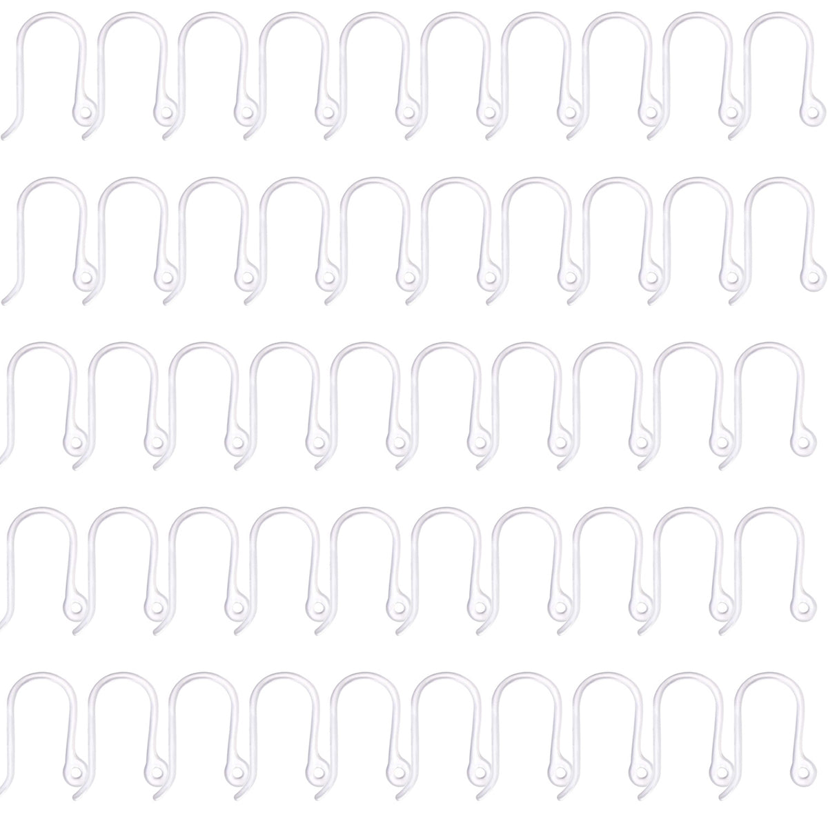 Plastic Earring Hooks, 50pcs Non-Allergenic Plastic Earring Hooks Safety Ear Wire Hooks Earring Findings for DIY Jewelry Making, 13x9mm, Golden, Silver, Black, Pink, Clear(Small)