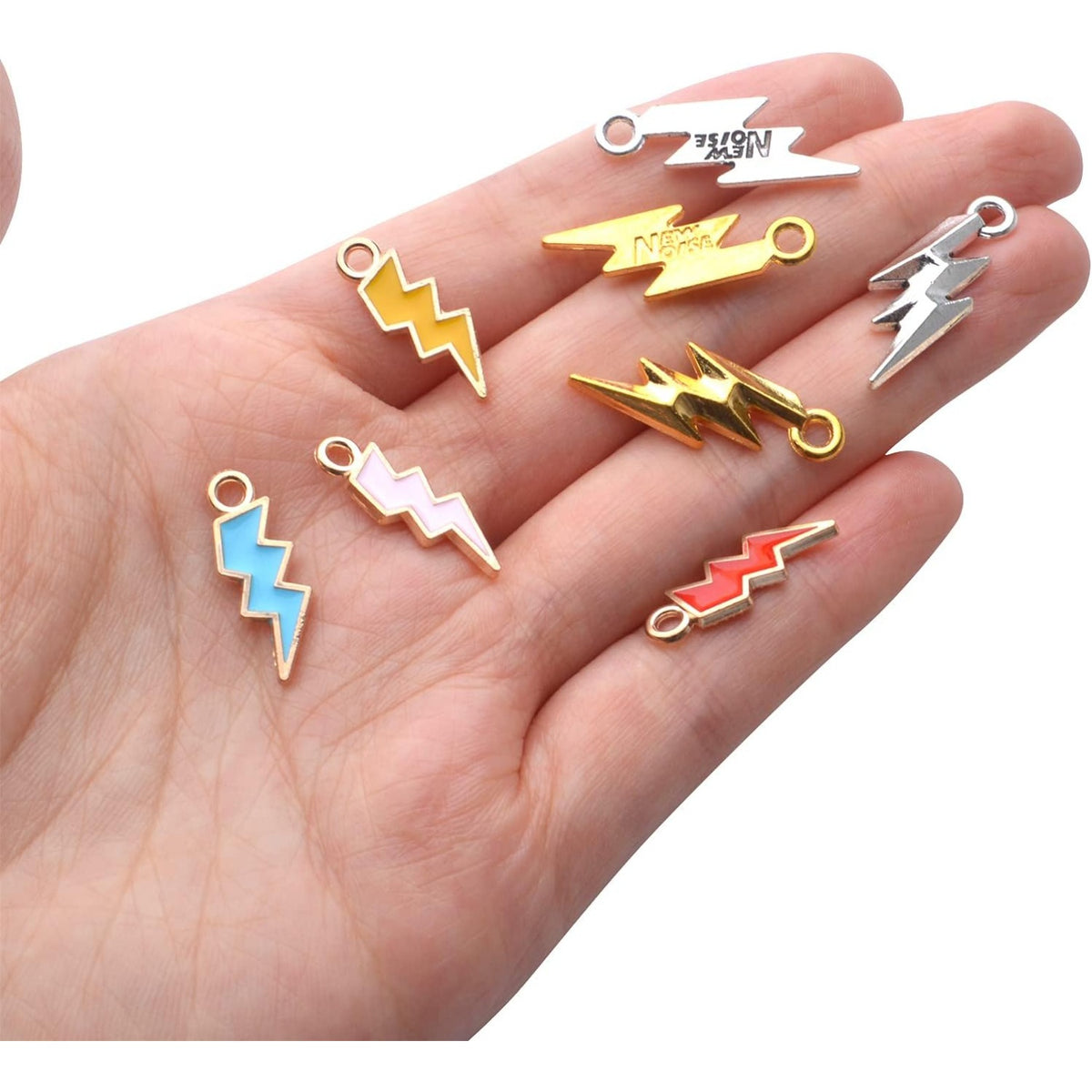 60pcs Lightning Bolt Charm Pendants Alloy Flash Lightning Charms Enamel Charms Pendants Celestial Dangle Charms for Bracelet Necklace Earrings DIY Jewelry Making Supplies