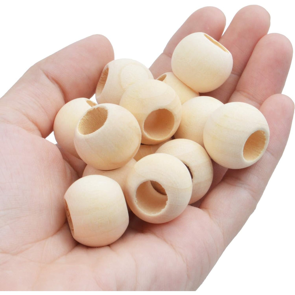 150pcs Wooden Beads Natural Wood Round Beads Wood Loose Beads Spacers with 10 mm Large Hole for DIY Bracelet Pendants Crafts Decoration Jewelry Making,20×15mm