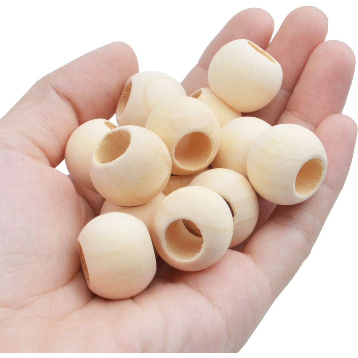 150pcs Wooden Beads Natural Wood Round Beads Wood Loose Beads Spacers with 10 mm Large Hole for DIY Bracelet Pendants Crafts Decoration Jewelry Making,20×15mm