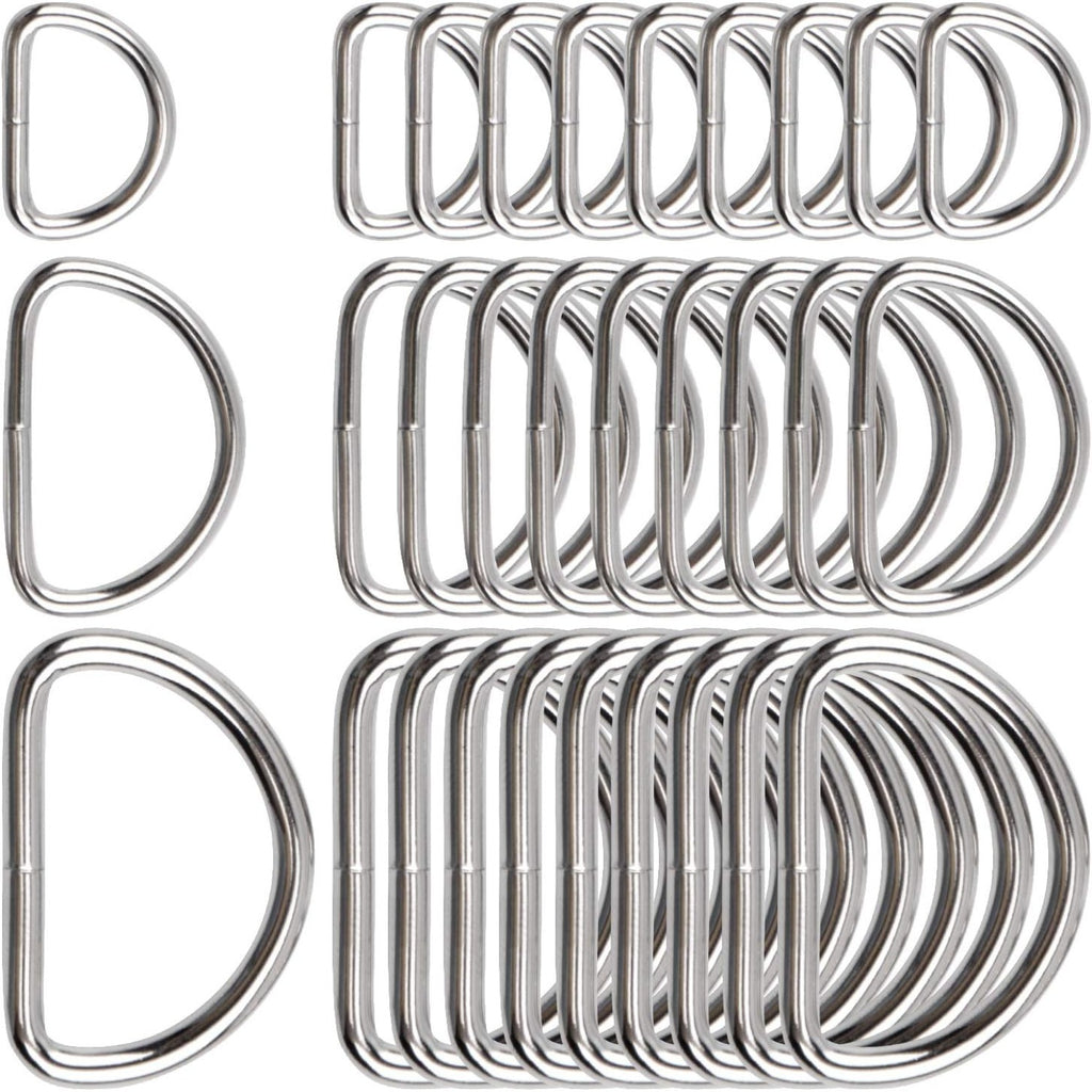 60pcs Assorted Multi-Purpose Metal D Ring Semi-Circular D Ring for Hardware Bags Ring Hand DIY Accessories - 1/2 Inch, 3/4 Inch, 1 Inch
