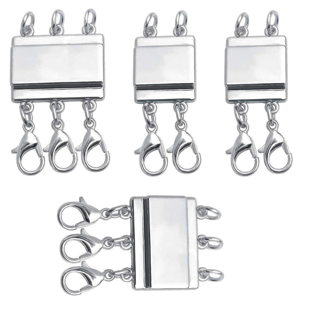 4pcs 2 Sizes Multiple Layering Necklace Clasp Connectors Multi Strands Slide Clasp Lock Magnetic Tube Clasps with A Box for Layered Bracelet Jewelry Craft Making, 2 Colors